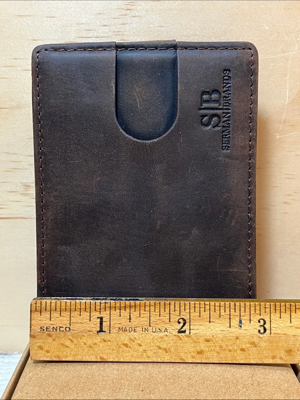 NWT Serman Brands 1.S RFID Blocking Full Grain Slim Texas Brown Wallet